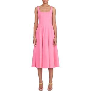 STAUD Womens Wells Pink Solid Sleeveless Casual Midi Dress NWOT